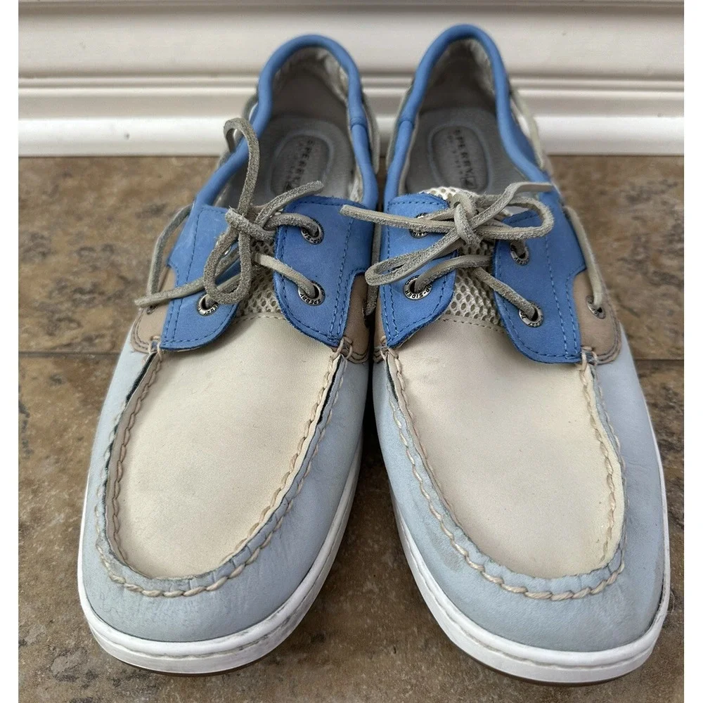 NIB Sperry Top-Sider Bluefish Blue/White Open Boat Shoes Womens Sz 11 M